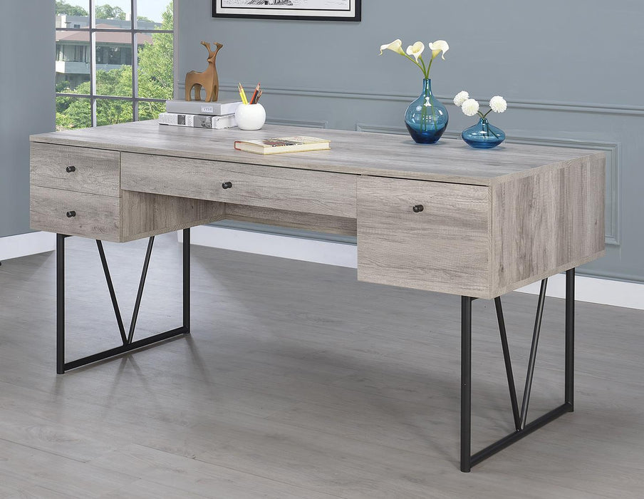 Analiese 4-drawer Writing Desk Grey Driftwood - Home Furniture And More (Brentwood, MD)