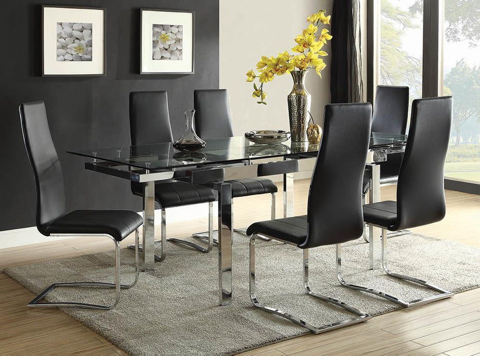 Montclair High Back Dining Chairs Black and Chrome (Set of 4) - Home Furniture And More (Brentwood, MD)