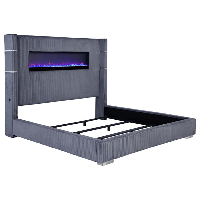 Tisdall Wingback Bed with Flame Visualizer - Home Furniture And More (Brentwood, MD)