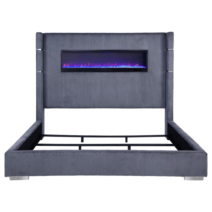 Tisdall Wingback Bed with Flame Visualizer - Home Furniture And More (Brentwood, MD)