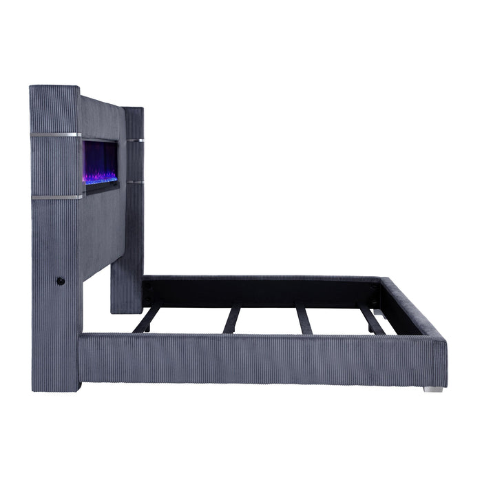 Tisdall Wingback Bed with Flame Visualizer - Home Furniture And More (Brentwood, MD)