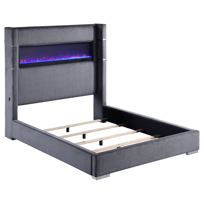 Tisdall Wingback Bed with Flame Visualizer - Home Furniture And More (Brentwood, MD)