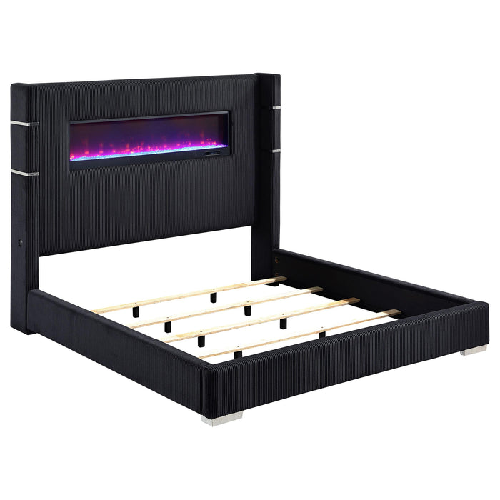 Tisdall Wingback Bed with Flame Visualizer - Home Furniture And More (Brentwood, MD)