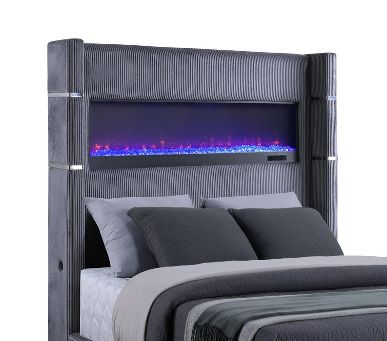 Tisdall Wingback Bed with Flame Visualizer - Home Furniture And More (Brentwood, MD)
