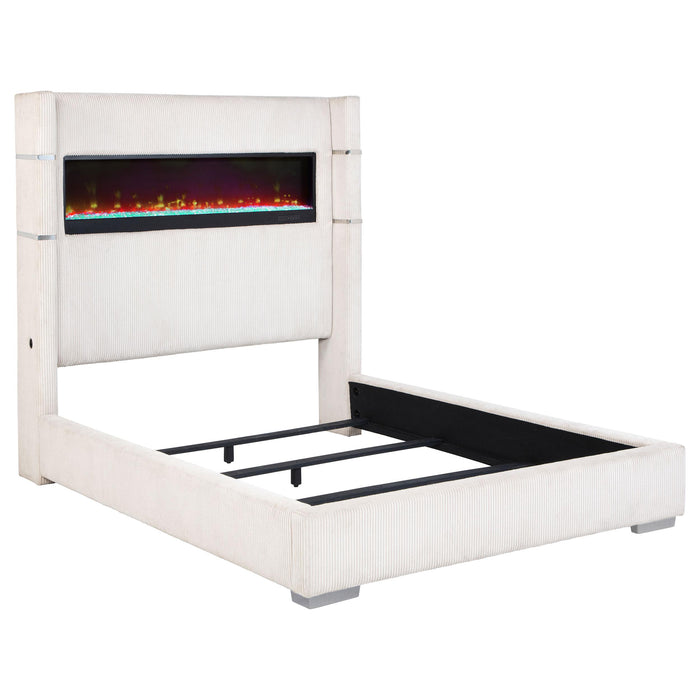 Tisdall Wingback Bed with Flame Visualizer - Home Furniture And More (Brentwood, MD)