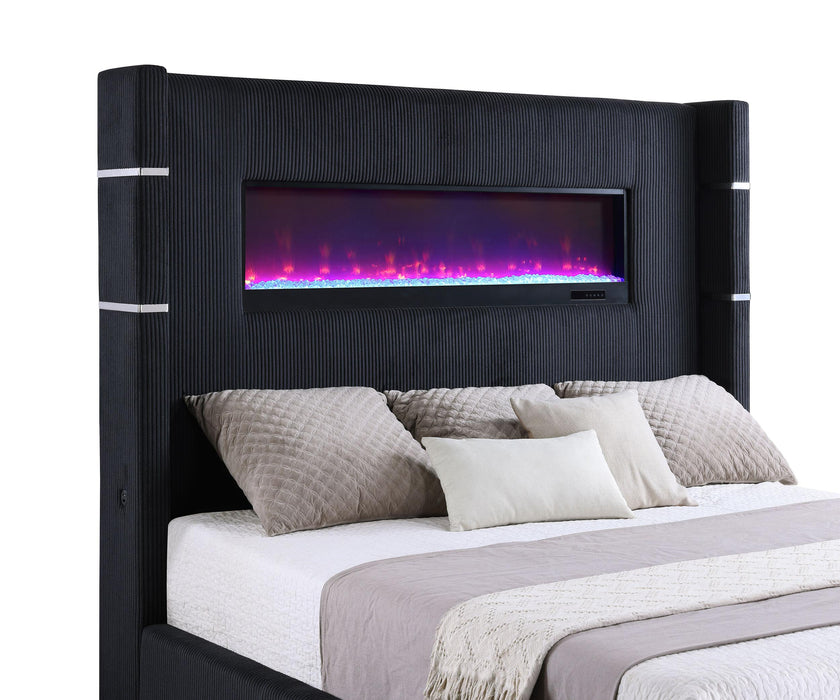 Tisdall Wingback Bed with Flame Visualizer - Home Furniture And More (Brentwood, MD)