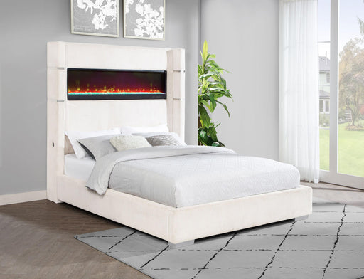 Tisdall Wingback Bed with Flame Visualizer - Home Furniture And More (Brentwood, MD)