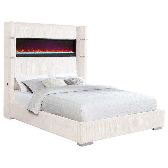 Tisdall Wingback Bed with Flame Visualizer - Home Furniture And More (Brentwood, MD)