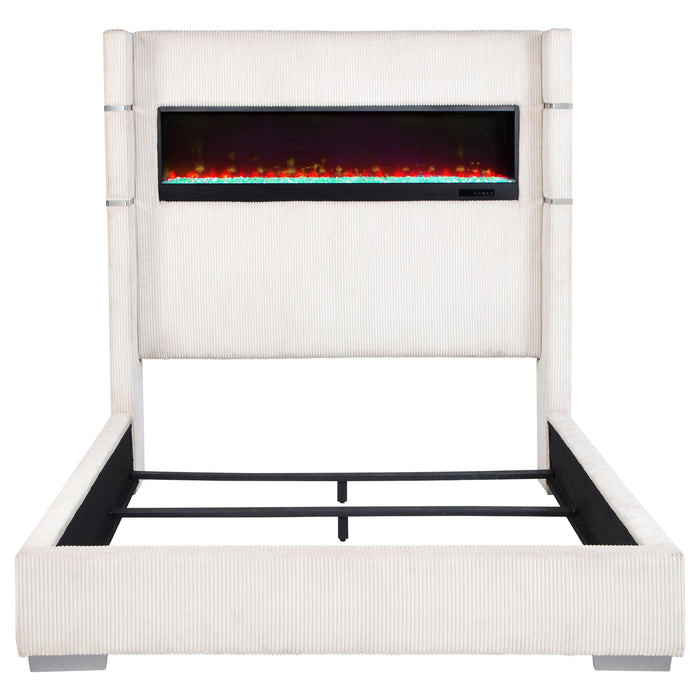 Tisdall Wingback Bed with Flame Visualizer - Home Furniture And More (Brentwood, MD)