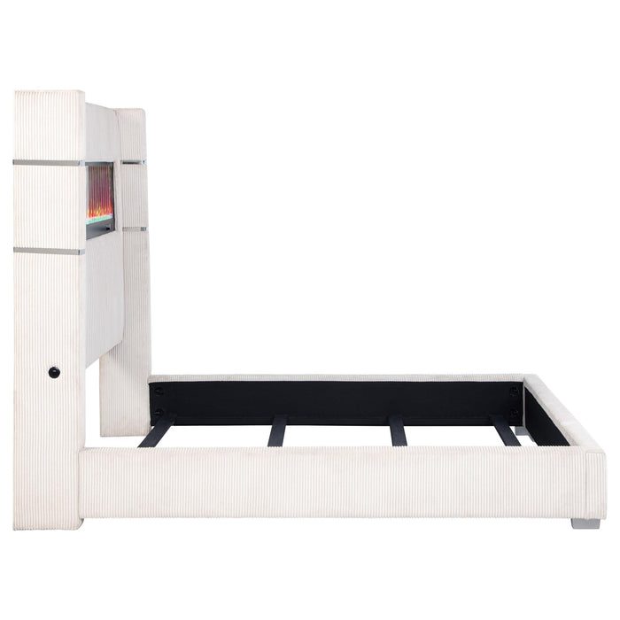 Tisdall Wingback Bed with Flame Visualizer - Home Furniture And More (Brentwood, MD)