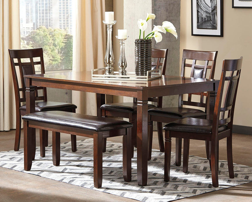 Bennox Dining Table and Chairs with Bench (Set of 6) - Home Furniture And More (Brentwood, MD)