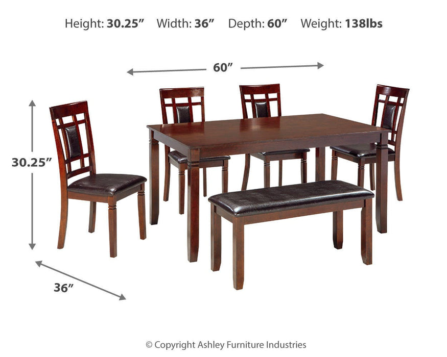 Bennox Dining Table and Chairs with Bench (Set of 6) - Home Furniture And More (Brentwood, MD)