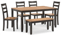 Gesthaven Dining Table with 4 Chairs and Bench (Set of 6) - Home Furniture And More (Brentwood, MD)