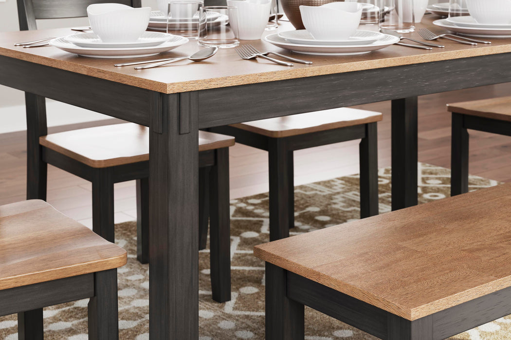 Gesthaven Dining Table with 4 Chairs and Bench (Set of 6) - Home Furniture And More (Brentwood, MD)
