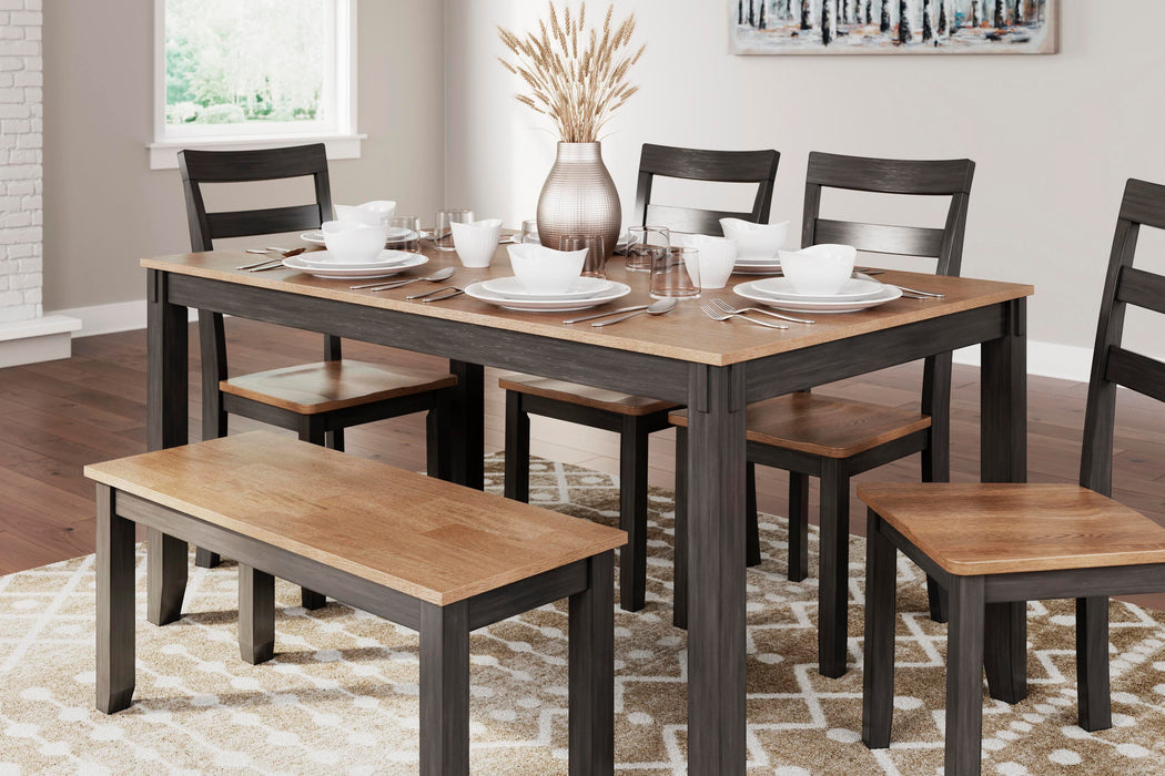 Gesthaven Dining Table with 4 Chairs and Bench (Set of 6) - Home Furniture And More (Brentwood, MD)