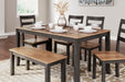 Gesthaven Dining Table with 4 Chairs and Bench (Set of 6) - Home Furniture And More (Brentwood, MD)