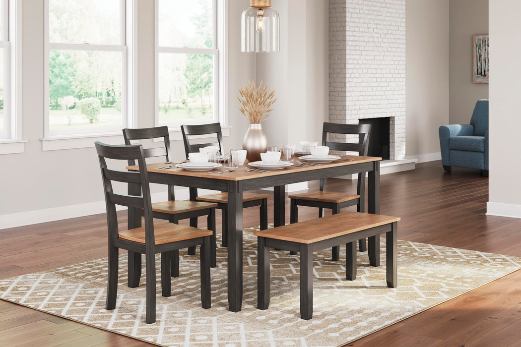 Gesthaven Dining Table with 4 Chairs and Bench (Set of 6) - Home Furniture And More (Brentwood, MD)