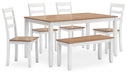 Gesthaven Dining Table with 4 Chairs and Bench (Set of 6) - Home Furniture And More (Brentwood, MD)