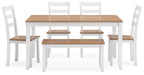 Gesthaven Dining Table with 4 Chairs and Bench (Set of 6) - Home Furniture And More (Brentwood, MD)