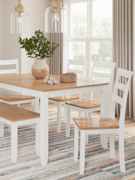 Gesthaven Dining Table with 4 Chairs and Bench (Set of 6) - Home Furniture And More (Brentwood, MD)