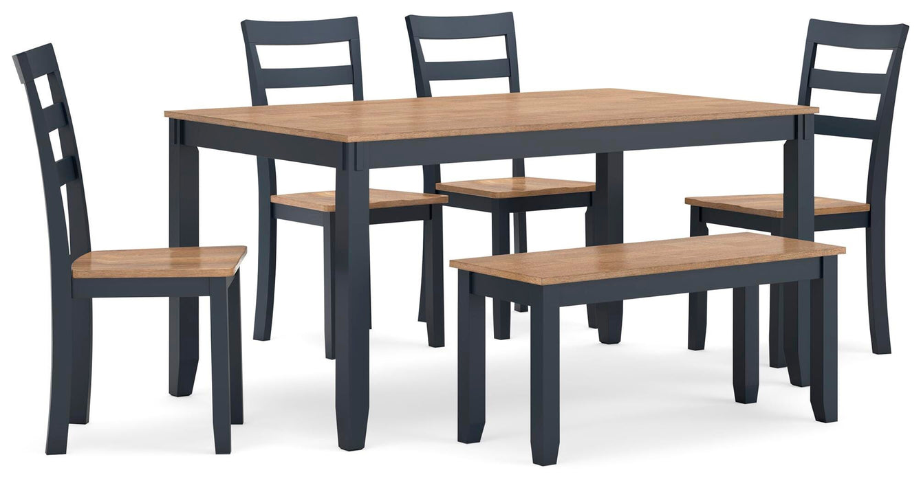 Gesthaven Dining Table with 4 Chairs and Bench (Set of 6) - Home Furniture And More (Brentwood, MD)