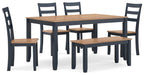 Gesthaven Dining Table with 4 Chairs and Bench (Set of 6) - Home Furniture And More (Brentwood, MD)