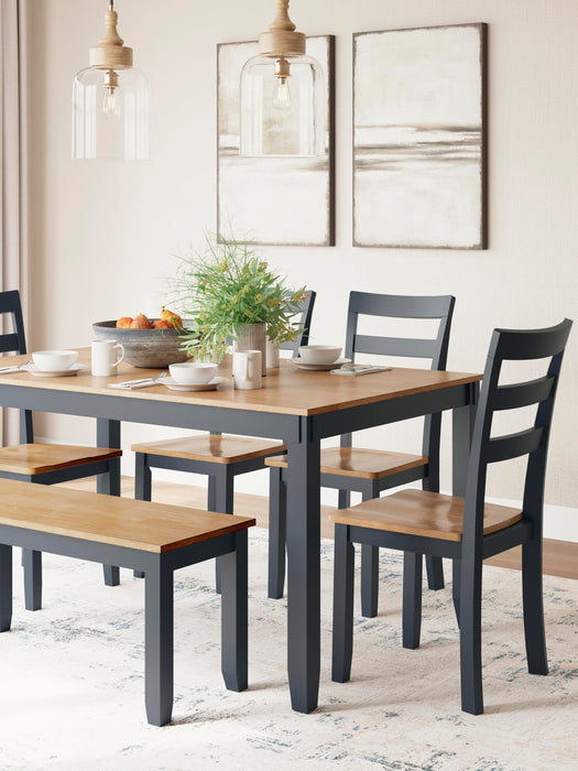 Gesthaven Dining Table with 4 Chairs and Bench (Set of 6) - Home Furniture And More (Brentwood, MD)