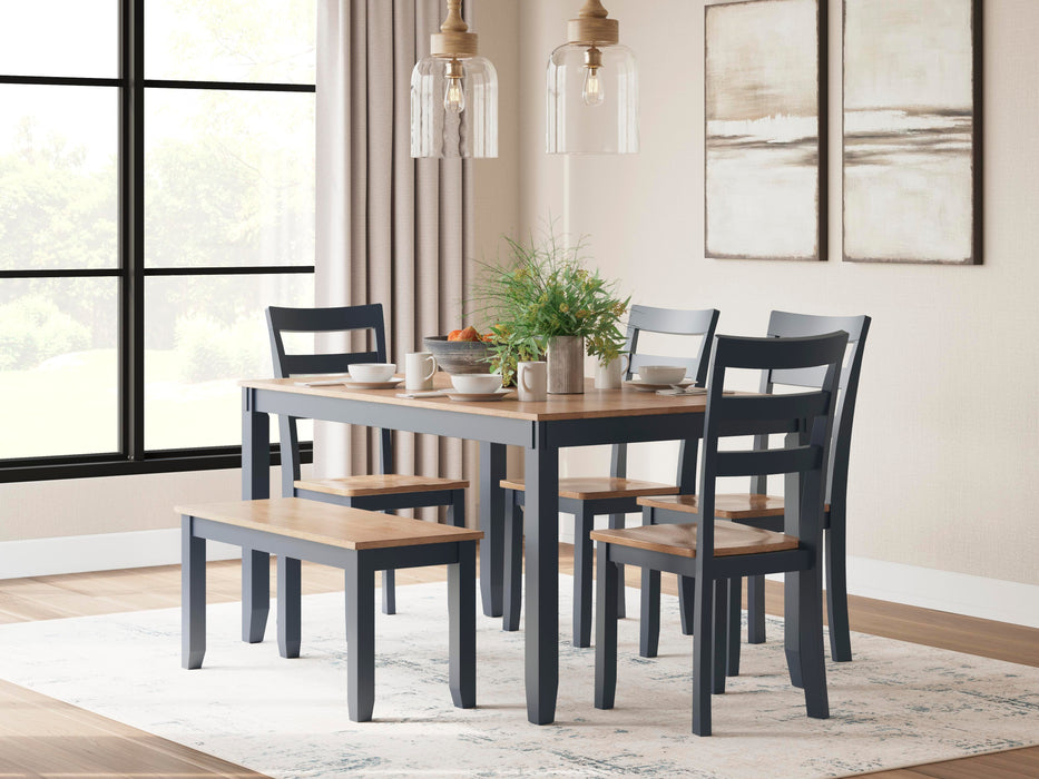 Gesthaven Dining Table with 4 Chairs and Bench (Set of 6) - Home Furniture And More (Brentwood, MD)