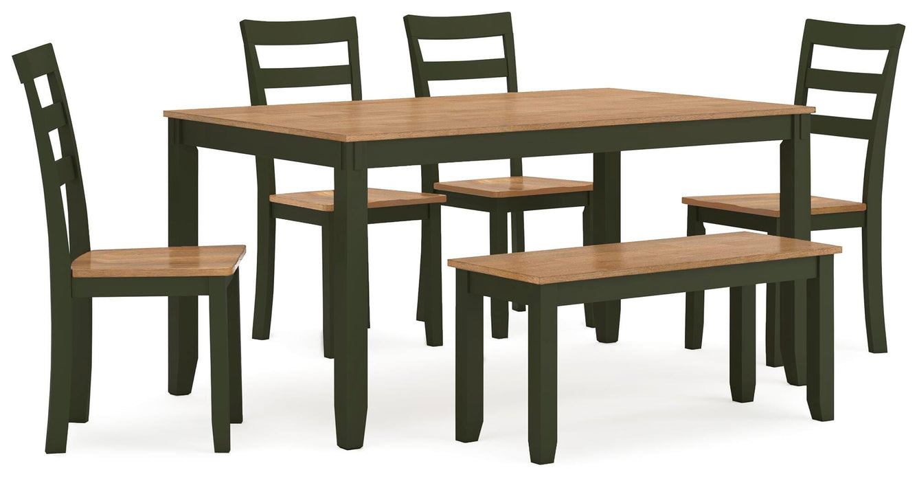 Gesthaven Dining Table with 4 Chairs and Bench (Set of 6) - Home Furniture And More (Brentwood, MD)