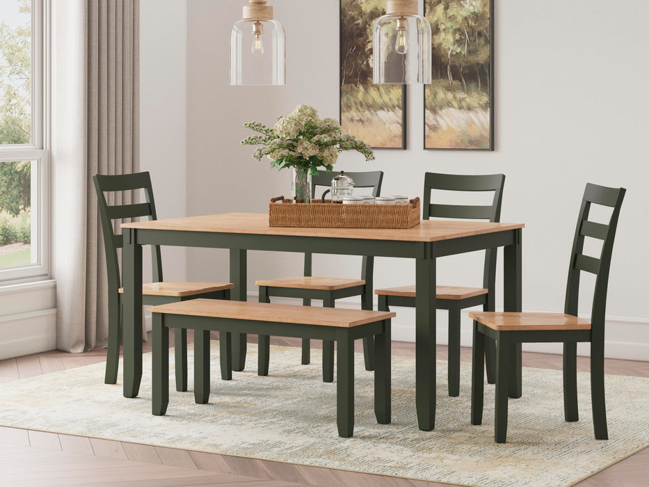 Gesthaven Dining Table with 4 Chairs and Bench (Set of 6) - Home Furniture And More (Brentwood, MD)