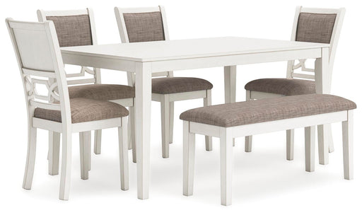 Erinberg Dining Table and 4 Chairs and Bench (Set of 6) - Home Furniture And More (Brentwood, MD)