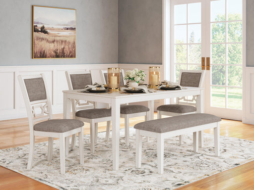 Erinberg Dining Table and 4 Chairs and Bench (Set of 6) - Home Furniture And More (Brentwood, MD)