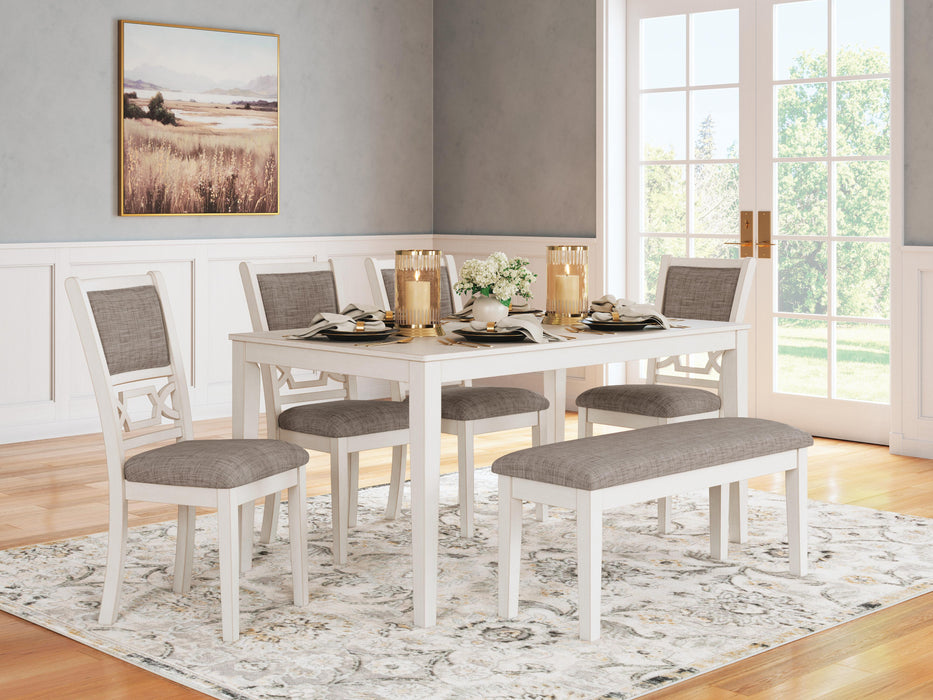 Erinberg Dining Table and 4 Chairs and Bench (Set of 6) - Home Furniture And More (Brentwood, MD)