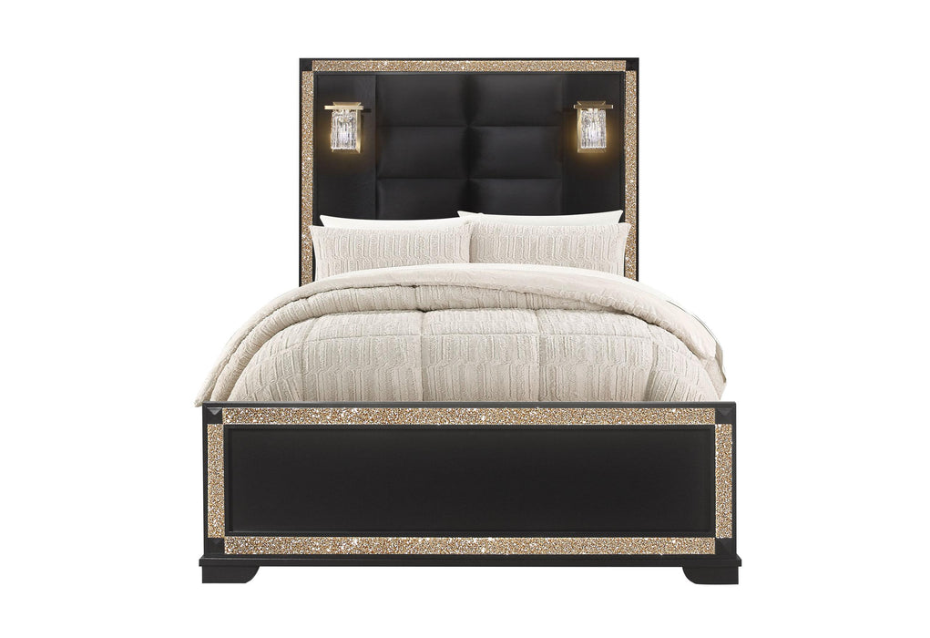 BLAKE BLACK FULL BED WITH LAMPS - Home Furniture And More (Brentwood, MD)
