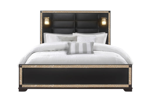 BLAKE BLACK KING BED WITH LAMPS - Home Furniture And More (Brentwood, MD)