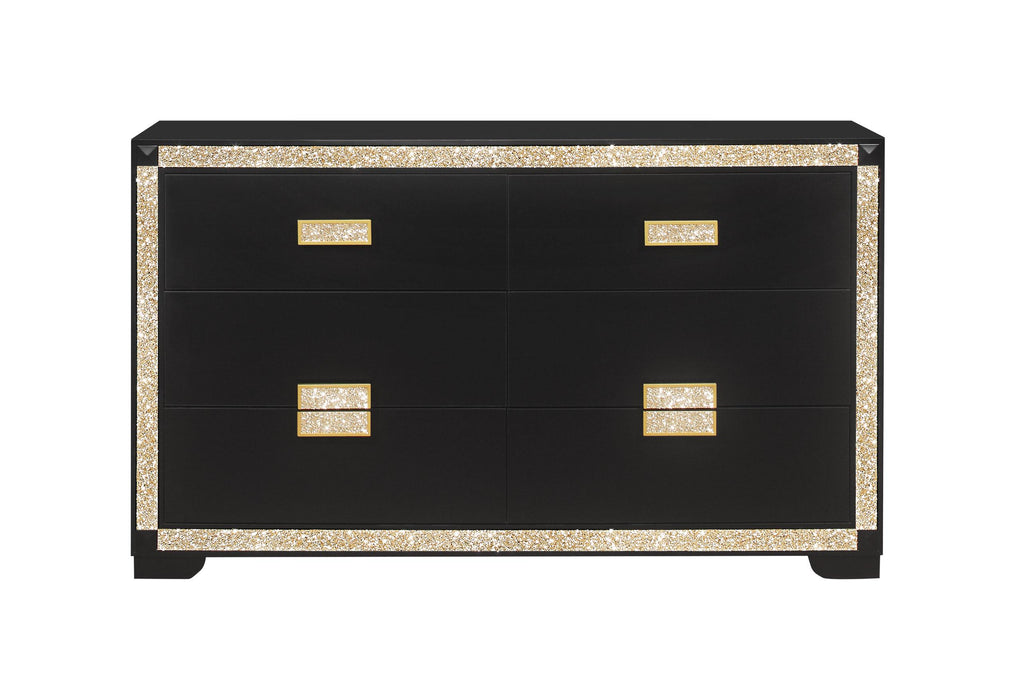 BLAKE BLACK/GOLD DRESSER - Home Furniture And More (Brentwood, MD)