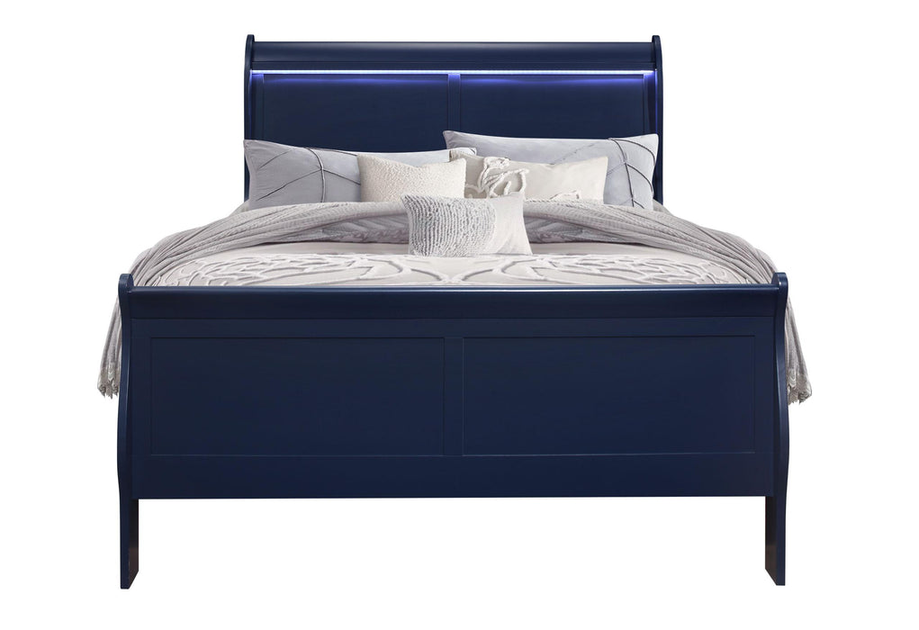 CHARLIE BLUE FULL BED WITH LED - Home Furniture And More (Brentwood, MD)
