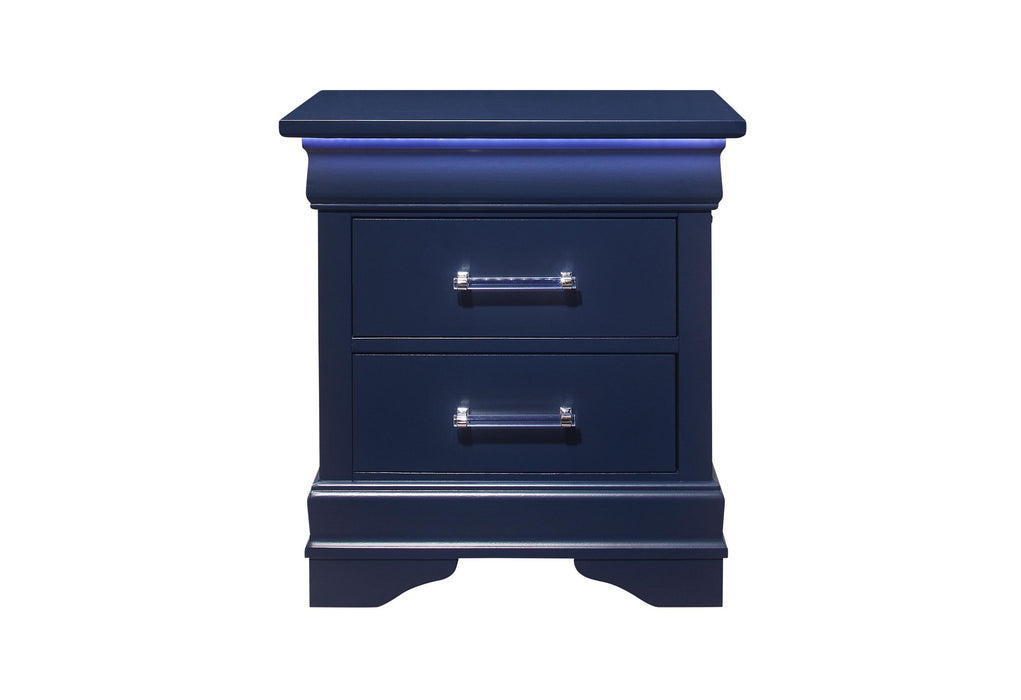 CHARLIE BLUE NIGHTSTAND WITH LED - Home Furniture And More (Brentwood, MD)