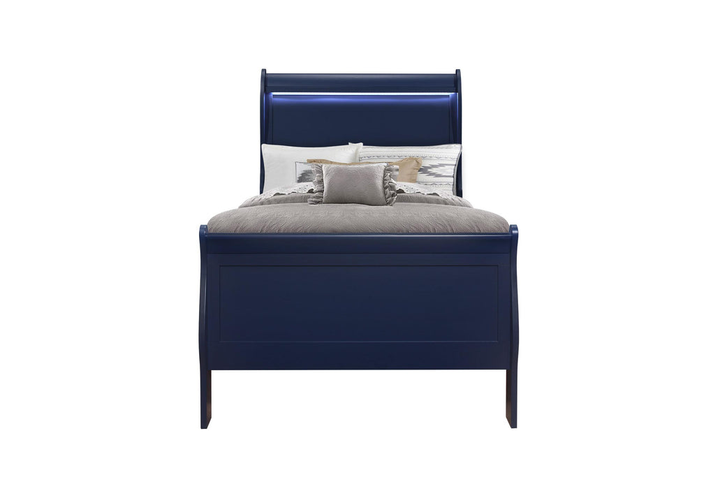 CHARLIE BLUE TWIN BED WITH LED - Home Furniture And More (Brentwood, MD)