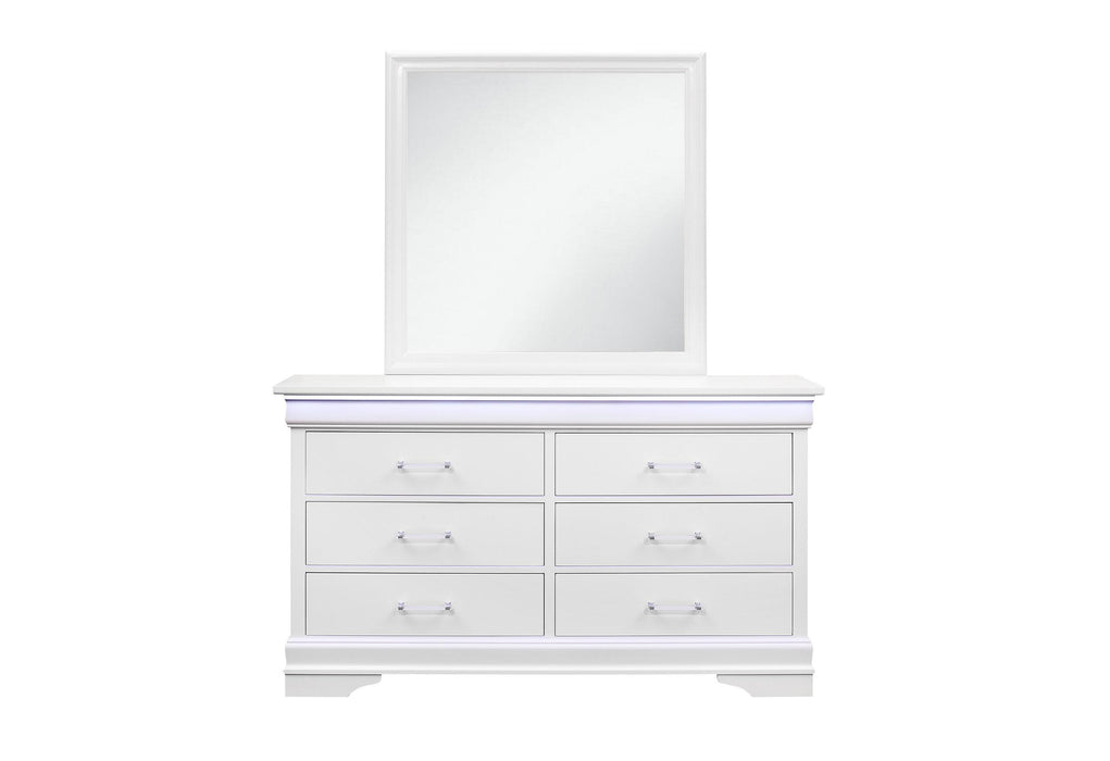 CHARLIE WHITE DRESSER WITH LED - Home Furniture And More (Brentwood, MD)