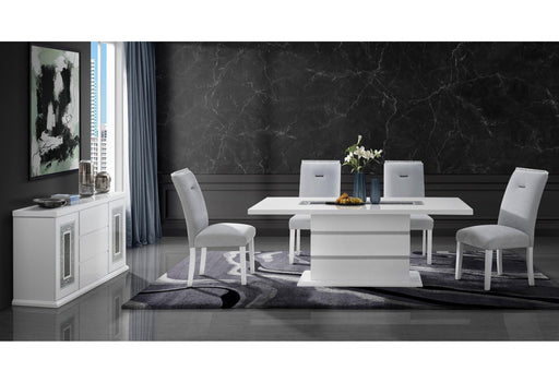 MONACO WHITE DINING TABLE + MONACO DINING CHAIR - Home Furniture And More (Brentwood, MD)