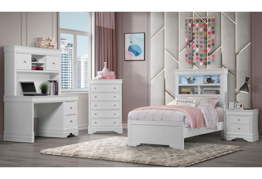 POMPEI METALLIC WHITE BOOKCASE TWIN BED WITH LED - Home Furniture And More (Brentwood, MD)