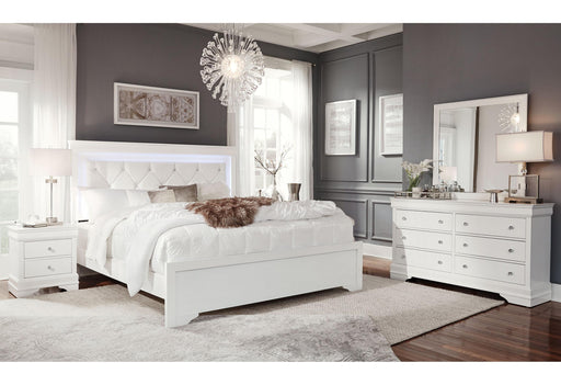 POMPEI METALLIC WHITE QUEEN BED GROUP WITH LED - Home Furniture And More (Brentwood, MD)