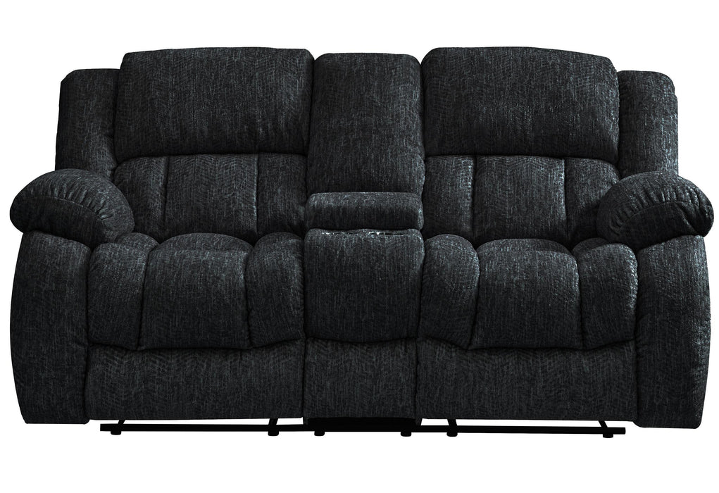 U250 EBONY CONSOLE RECLINING LOVESEAT - Home Furniture And More (Brentwood, MD)