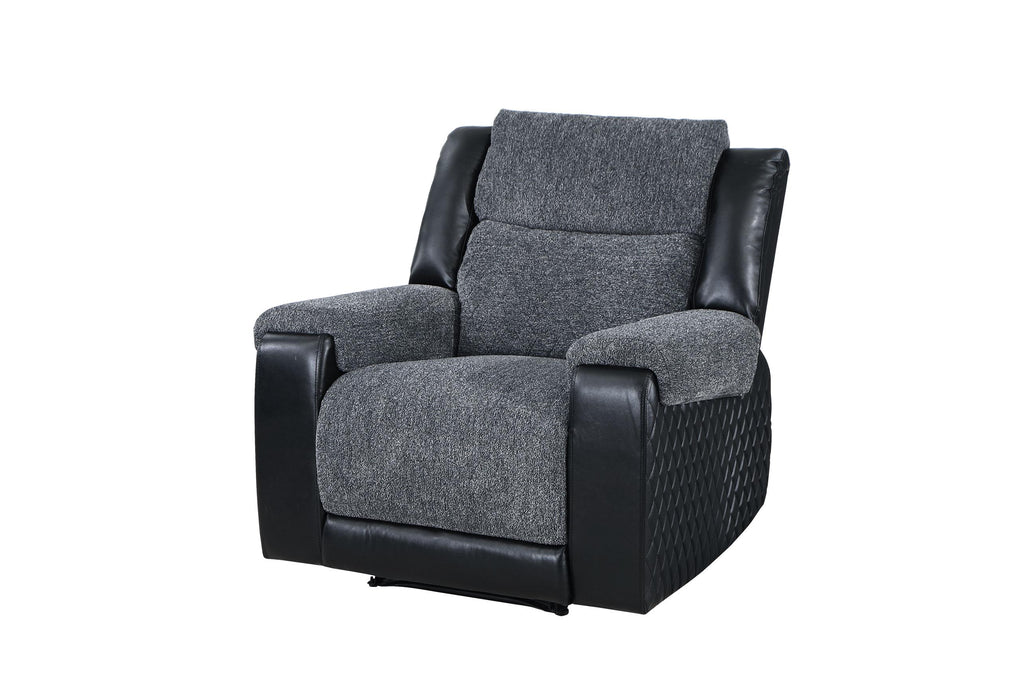 U5914 GREY/BLACK RECLINER - Home Furniture And More (Brentwood, MD)