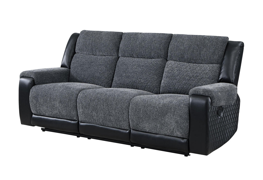 U5914 GREY/BLACK RECLINING SOFA - Home Furniture And More (Brentwood, MD)