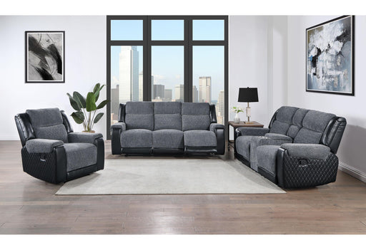 U5914 GREY/BLACK RECLINING SOFA/CONSOLE RECLINING LOVESEAT/RECLINER - Home Furniture And More (Brentwood, MD)