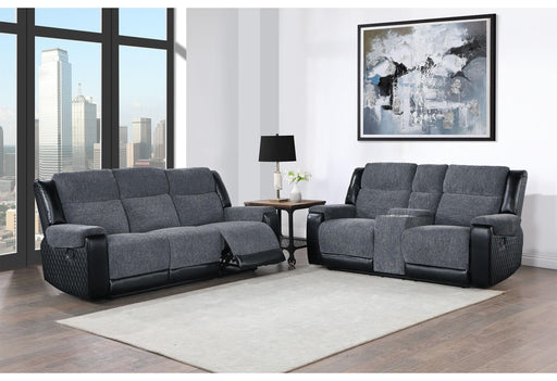 U5914 GREY/BLACK RECLINING SOFA/CONSOLE RECLINING LOVESEAT - Home Furniture And More (Brentwood, MD)