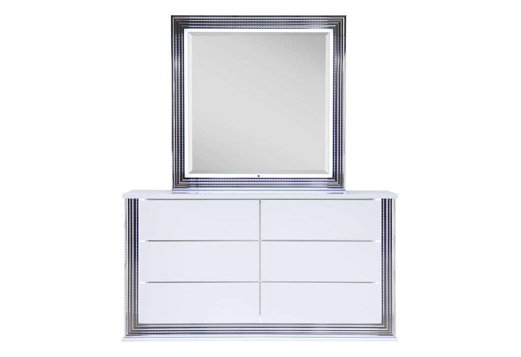 YLIME SMOOTH WHITE DRESSER WITH LED - Home Furniture And More (Brentwood, MD)
