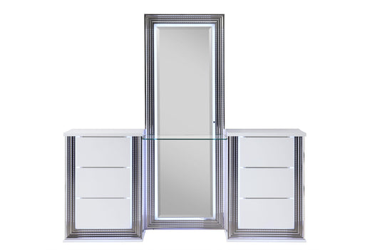 YLIME SMOOTH WHITE VANITY WITH LED - Home Furniture And More (Brentwood, MD)